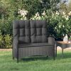 Adjustable Reclining Garden Bench Black Outdoor Patio Bench for Backyard Porch Deck