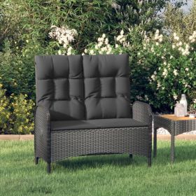 Adjustable Reclining Garden Bench Black Outdoor Patio Bench for Backyard Porch Deck