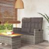 Grey PE Rattan Garden Bench 46.5 x 24.4 x 37.4 Inch Outdoor Patio Seating Bench