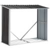 70.9 Inch Galvanized Steel Firewood Log Storage Rack with Roof