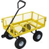 Steel Garden Cart 3 Cu Ft Heavy Duty Utility Wagon with Removable Mesh Sides 550 LB Capacity