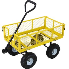 Steel Garden Cart 3 Cu Ft Heavy Duty Utility Wagon with Removable Mesh Sides 550 LB Capacity