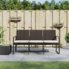 3-Seater Garden Bench Brown PP Polypropylene Rattan Look Outdoor Patio Bench