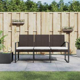 3-Seater Garden Bench Brown PP Polypropylene Rattan Look Outdoor Patio Bench
