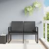 2 Seater Dark Grey Rattan Effect Garden Bench