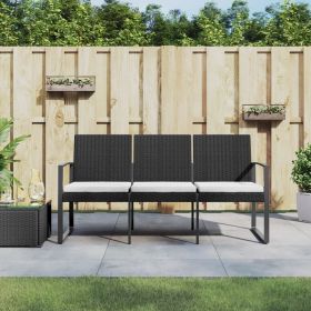 3-Seater Garden Bench Black Polypropylene – Durable Outdoor Patio Bench