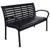 Black WPC Garden Bench with Steel Frame 116 cm Wide Outdoor Patio Seating Bench