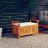 Outdoor Garden Storage Bench Cream White Natural Wood Patio Seat