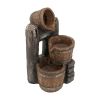 3 Tier Bucket Fountain with Lights and Pump Decorative Outdoor Water Feature Brown Finish