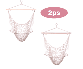 Free shipping 2pcs Indoor Outdoor Garden Cotton Hanging Rope Air/Sky Chair Swing Beige Hammocks YJ