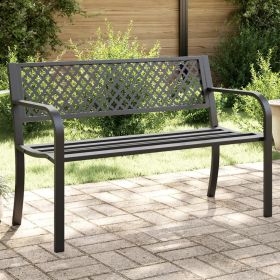 47" Garden Bench Black Steel – Durable Outdoor Patio Bench for Yard, Porch seating