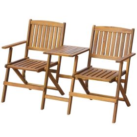 Foldable Acacia Wood Garden Bench Medium Brown Outdoor Patio Seating