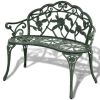 Green Cast Aluminum Garden Bench 39.4 Inch Durable Outdoor Patio Seating