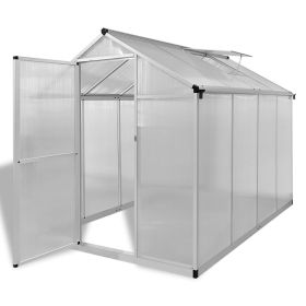 49.4 Sq Ft Aluminum Polycarbonate Greenhouse Walk In Garden Greenhouse Silver