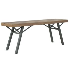 Brown and Gray Acacia Wood Steel Garden Bench 47.2 Inch Outdoor Seating