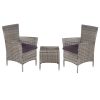 Gray PE Rattan Garden Furniture Set with Removable Cushions Patio Conversation Set