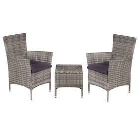 Gray PE Rattan Garden Furniture Set with Removable Cushions Patio Conversation Set