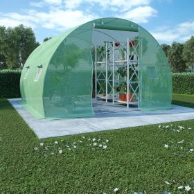 Large Greenhouse Green PE Mesh Fabric Galvanized Steel Plant Growing Shelter