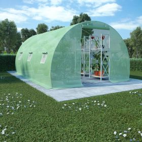 Green Polyethylene Mesh Fabric Greenhouse with Galvanized Steel Frame