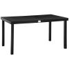 Outsunny Outdoor Dining Table for 6 with Woodgrain Top and Aluminum Legs