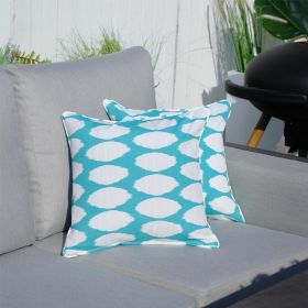 Set of 2 Teal and White Polka Dot Throw Pillows 16.5 inch