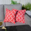 Set of 2 Red Geometric Patterned Throw Pillows 16.5 inch