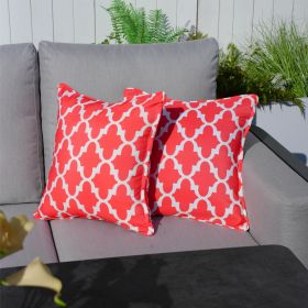 Set of 2 Red Geometric Patterned Throw Pillows 16.5 inch