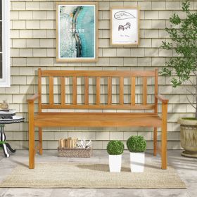 2 Person Acacia Wood Outdoor Garden Bench with Backrest