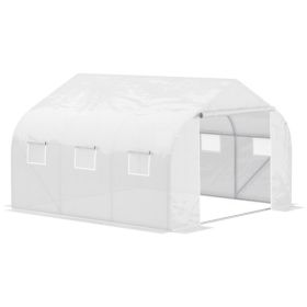 11.5x9.8 FT Walk In Tunnel Greenhouse PE Cover Zipper Door