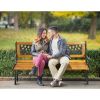 Cast Iron Outdoor Patio Bench Heavy Duty Metal Garden Seating