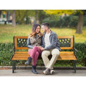 Cast Iron Outdoor Patio Bench Heavy Duty Metal Garden Seating