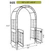 Wrought Iron Garden Arch with Double Layer Arc Roof Black