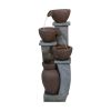 32.8 Inch 4 Tier Modern Outdoor Water Fountain LED Lighted Garden Patio Backyard Deck Decor