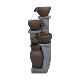 32.8 Inch 4 Tier Modern Outdoor Water Fountain LED Lighted Garden Patio Backyard Deck Decor