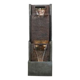 39.3 Inch Outdoor Waterfall Fountain LED Lights Modern Patio Garden Home Office Decor