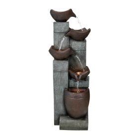 39.7 Inch Outdoor Garden Water Fountain LED Lights Deck Patio Porch Yard Decor