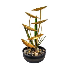 22.6" Metal Water Fountain with LED Lights, Indoor Outdoor Cascading Waterfall Fountain for Patio, Garden, Porch, and Home Decor.