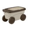 Outdoor Rolling Garden Scooter with Wheels and Pull Strap Taupe 14.5 Inch