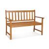 2 Person Acacia Wood Patio Bench with Backrest and Armrests