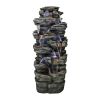 47.2 Inch Rock Outdoor Water Fountain LED Lights Patio Yard Garden Decor