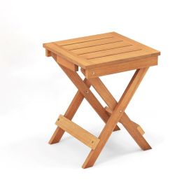 Folding Compact Side Table with Slatted Tabletop – Portable Outdoor Patio End Table for Garden, Balcony, Porch & Camping Use
