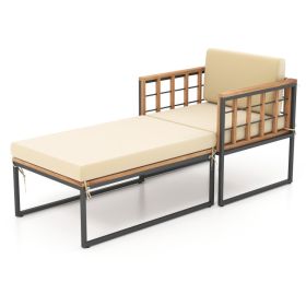 Acacia Wood Chaise Lounge Chair Adjustable Outdoor Sun Lounger Recliner