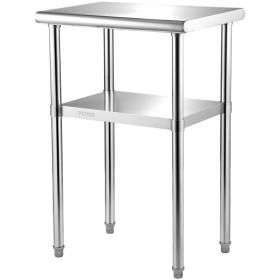 VEVOR Stainless Steel Prep Table Heavy Duty Worktable with Adjustable Undershelf 600 lb Capacity