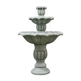 39.3 Inch Outdoor Concrete Water Fountain with Submersible Pump Patio Yard Lawn Home Decor