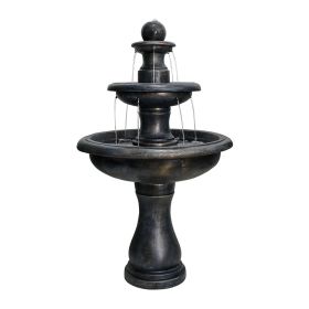 45.2 Inch Concrete Outdoor Waterfall Fountain with Pump Yard Garden Patio Deck Relaxation Decor