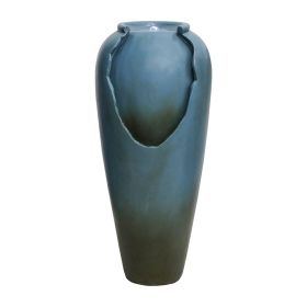 30.7 Inch High Concrete Jar Water Fountain with LED Light and Pump Indoor Outdoor Garden Decor Fountain