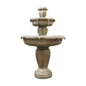 48 Inch Outdoor Concrete Water Fountain with Submersible Pump Patio Yard Garden Decor
