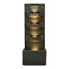 39.3 Inch High Concrete Modern Water Fountain with LED Lights Garden Backyard Patio Decor