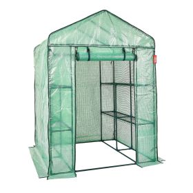 VEVOR Walk In Greenhouse with Shelves PE Cover Steel Frame Portable Plant House