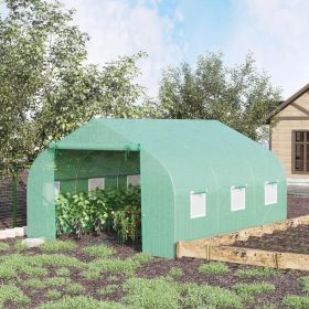 11.5 x 10 FT Walk In Tunnel Greenhouse with Windows Deep Green